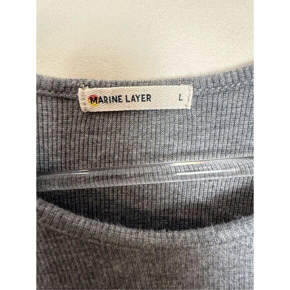 Marine Layer Lexi Rib Long Sleeve Crew Tee Gray Large Comfortable Casual Layerin - Picture 2 of 5